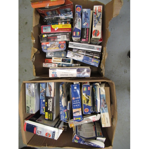 171 - Box containing a collection of various unbuilt model aircraft kits including Revell, Airfix, SMER et... 