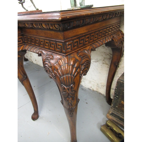 1946 - Pair of George III style mahogany crossbanded and herringbone inlaid breakfront serving tables, on s... 