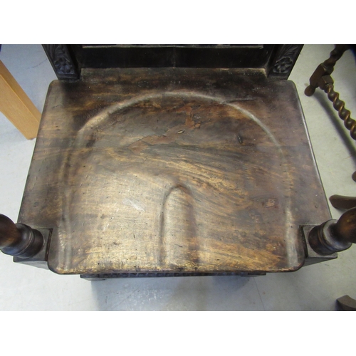 1982 - Carved walnut Wainscott chair in 17th Century style, the scroll cresting rail above a tree of life b... 