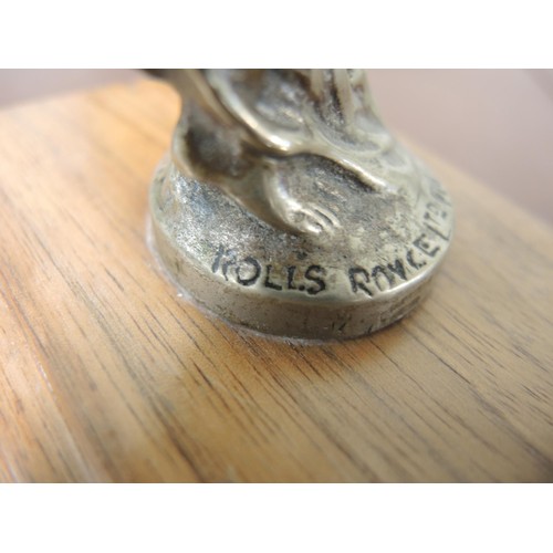 179 - Rolls Royce ' Spirit of Ecstasy ' car mascot, 14cm high, mounted to a later walnut plinth with Rolls... 