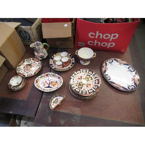 500A - Quantity of Royal Crown Derby teacups, plates, tureens etc., in various patterns including Bloor Der... 