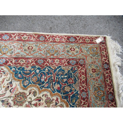 26 - Tabriz silk prayer rug of vase and floral design with multiple borders on a cream and pink ground, 1... 