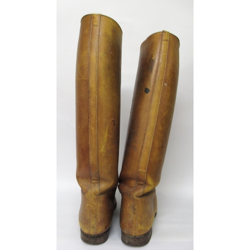 34 - Pair of vintage mid tan leather riding boots