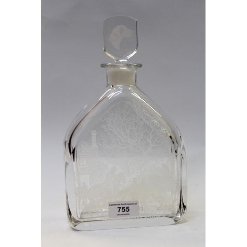 755 - Zaglo glass, Limited Edition etched glass decanter with stopper, number 14 from a Limited Edition of... 