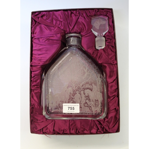 755 - Zaglo glass, Limited Edition etched glass decanter with stopper, number 14 from a Limited Edition of... 