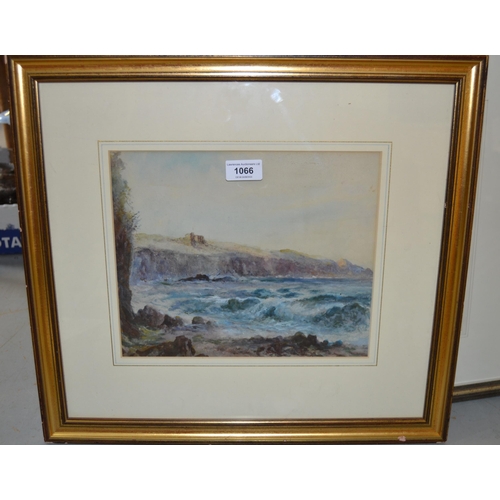 1066 - Albert Pollitt, watercolour, coastal scene, 23 x 28cm, gilt framed