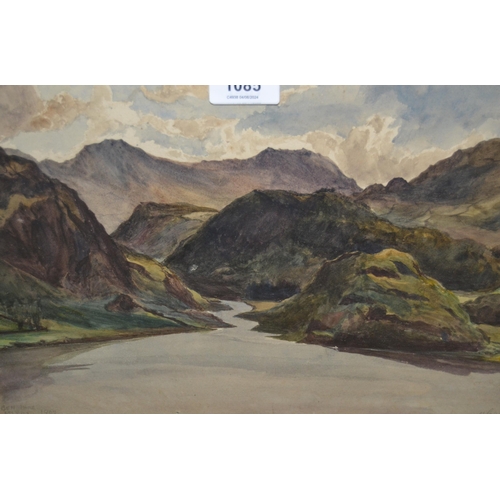 1085 - J. McCabe, watercolour, view of Ben More, signed and dated 1907, 23 x 33.5cm, maple framed