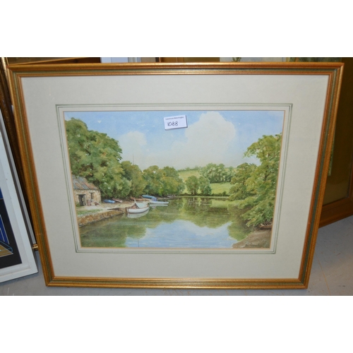 1088 - Roy Cooper, pair of watercolours, Trelowarren Creek and Ightham Oasts, 26.5 x 36cm, gilt framed, tog... 