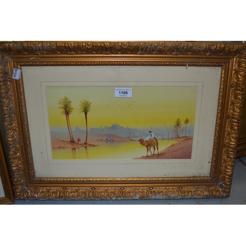 1106 - Group of five various framed watercolours, desert scenes