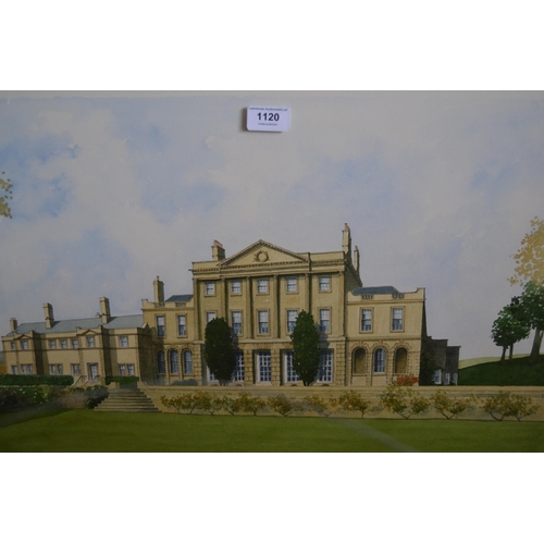 1120 - Pair of large architectural watercolours of Shockerwick House, Wiltshire and The Garth, Batheaston, ... 