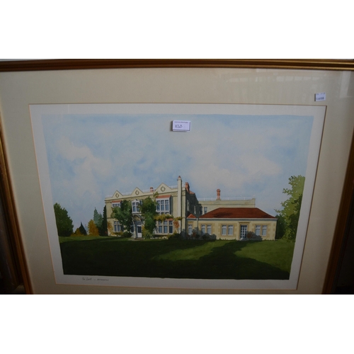 1120 - Pair of large architectural watercolours of Shockerwick House, Wiltshire and The Garth, Batheaston, ... 