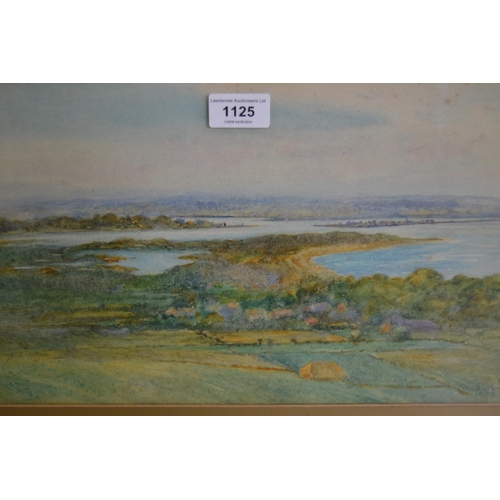 1125 - W.I. Aston watercolour, coastal inlet with village, signed, gilt framed, 24 x 38cm