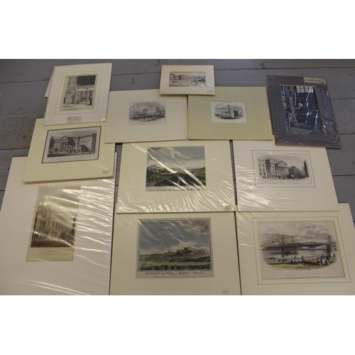 1145 - Quantity of mainly 19th Century engravings, mounted, unframed