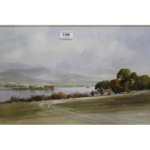 1180 - Ray Witchard, watercolour, esturay scene, signed, 36 x 55cm, framed