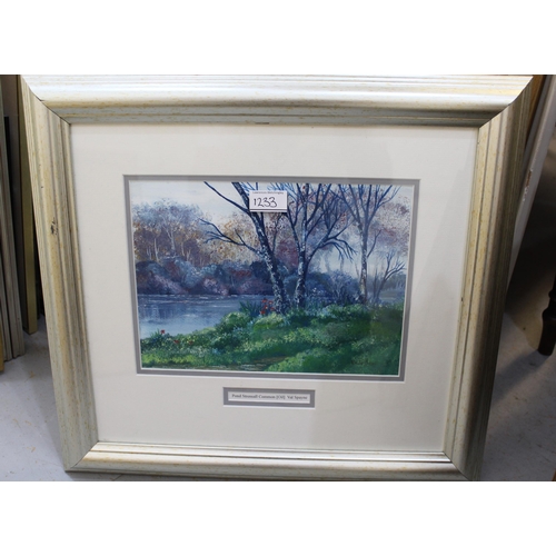 1233 - Watercolour, Continental alpine scene, indistinctly signed, gilt framed, together with a watercolour... 