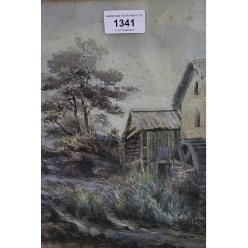 1341 - Pair of watercolours, a watermill and a landscape, one signed with initials C.A.C., 29 x 22cm, house... 