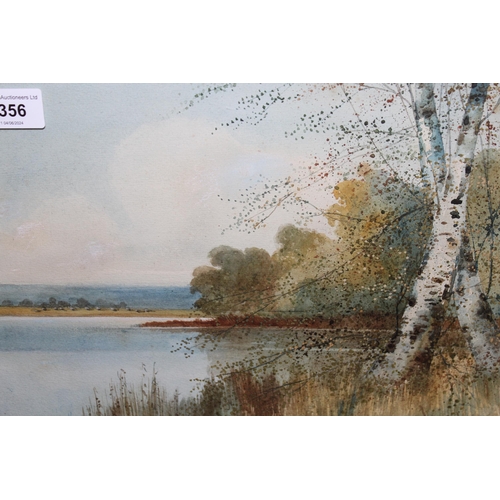 1356 - Walter Witham, pair of watercolours, lake scenes 22cm x 5cm, another unsigned watercolour, moorland ... 