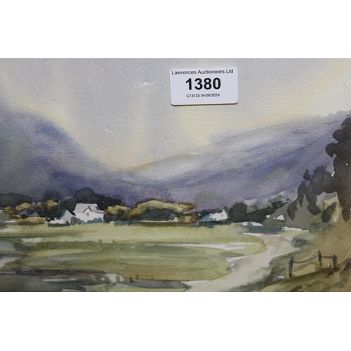 1380 - Diana Scott, signed watercolour of Llanberis, Wales, 18cm x 25cm, together with seven unsigned water... 