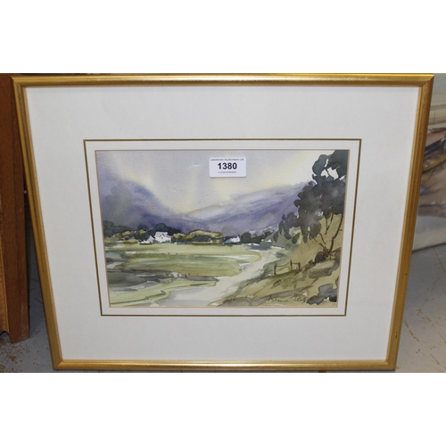 1380 - Diana Scott, signed watercolour of Llanberis, Wales, 18cm x 25cm, together with seven unsigned water... 