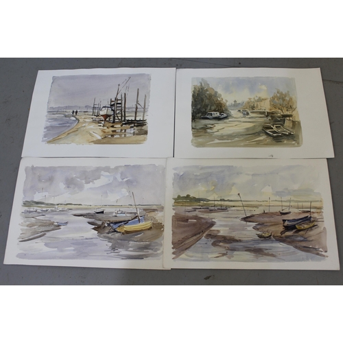 1380 - Diana Scott, signed watercolour of Llanberis, Wales, 18cm x 25cm, together with seven unsigned water... 