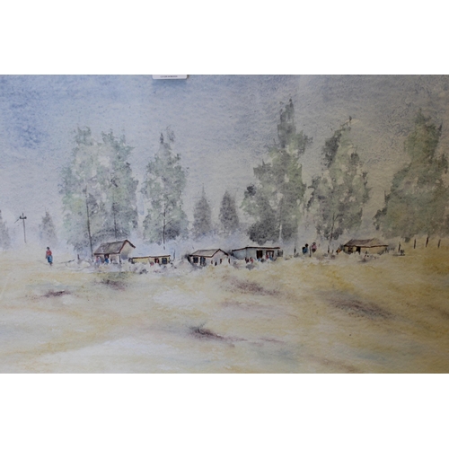 1397 - Alphen Ntimbane, watercolour, African township scene, signed and dated 1990, 50 x 72cm, framed