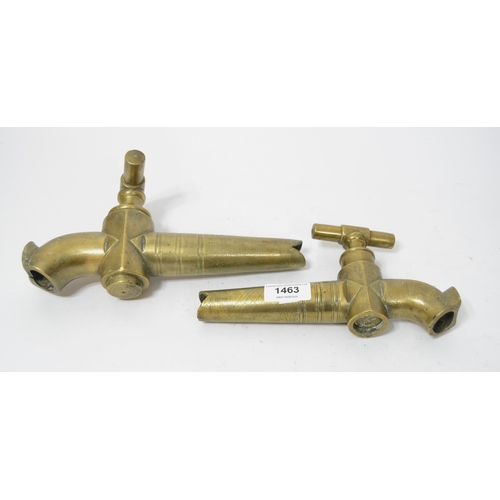 1463 - Two large 19th Century French brass wine barrel taps, one inscribed Macon