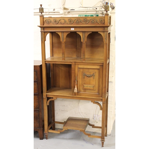 1581 - Continental walnut and parcel gilt side cabinet, having various shelves, cupboards and undertier, 18... 