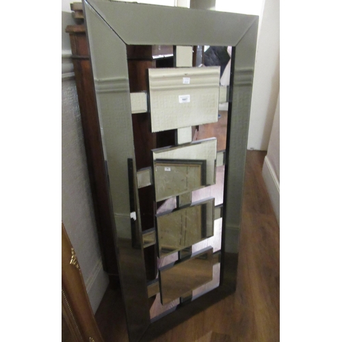 1607 - Modern rectangular decorative mirror with border, 119 x 56cm