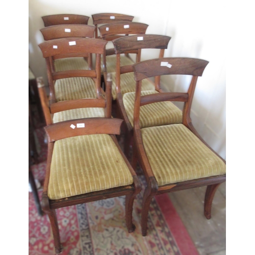 1614 - Set of eight 19th Century rosewood railback dining chairs, with drop-in seats on sabre front support... 