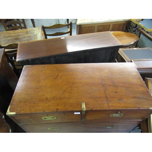 1679 - Near pair of 19th Century mahogany and brass mounted military chests of two short over three long dr... 