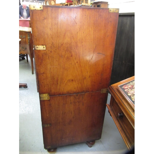 1679 - Near pair of 19th Century mahogany and brass mounted military chests of two short over three long dr... 