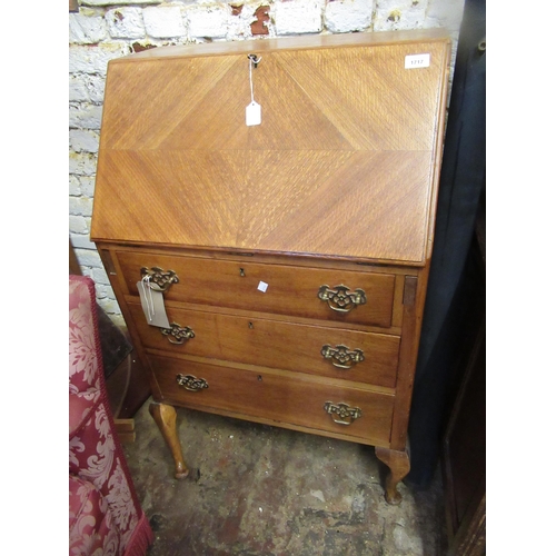 1717 - 20th Century oak bureau on cabriole supports and a Georgian mahogany two tier washstand with single ... 