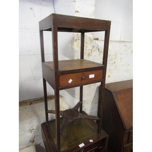 1717 - 20th Century oak bureau on cabriole supports and a Georgian mahogany two tier washstand with single ... 