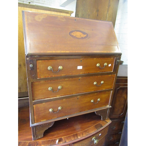 1732 - Edwardian mahogany bureau, small nursing chair and an oriental hardwood occasional table