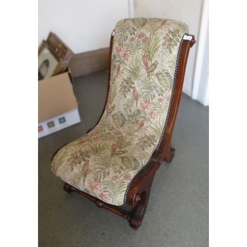 1732 - Edwardian mahogany bureau, small nursing chair and an oriental hardwood occasional table