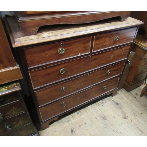 1759 - George III mahogany straight front chest of two short and three long drawers, raised on bracket feet... 