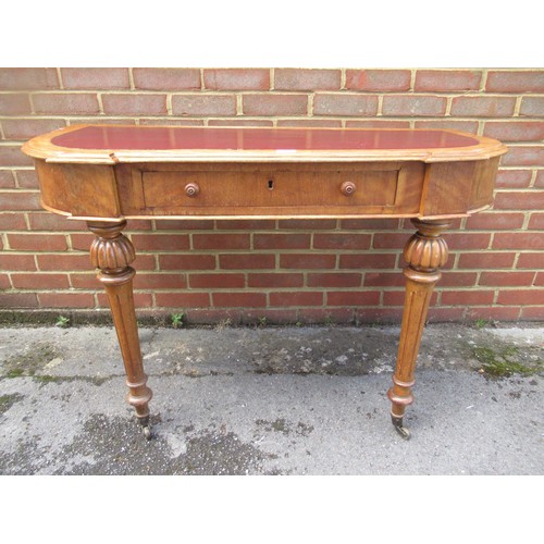 1775 - 19th Century satinwood writing table with leather inset top above two drawers on turned tapering sup... 