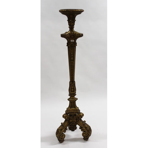 1801 - Early 20th Century carved and gilded torchere in antique style, with tripod base, 134cm high (small ... 