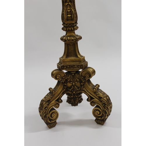 1801 - Early 20th Century carved and gilded torchere in antique style, with tripod base, 134cm high (small ... 