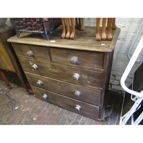 1818 - Stained pine chest of two short over three long drawers