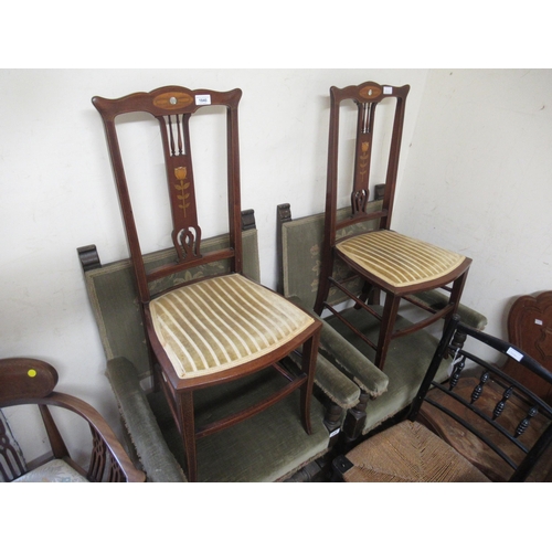 1840 - Pair of Edwardian line inlaid mahogany side chairs