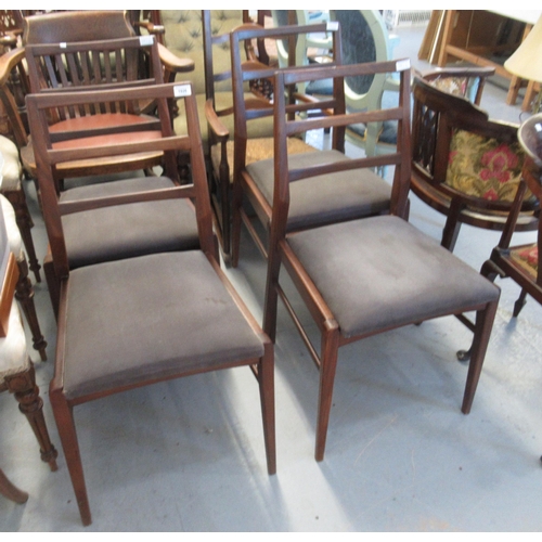 1926 - Set of four Richard Hornby 1960's railback dining chairs with brown upholstered seats