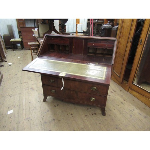 1979 - 19th Century mahogany crossbanded and inlaid bureau, the fall front with shell inlay enclosing a fit... 