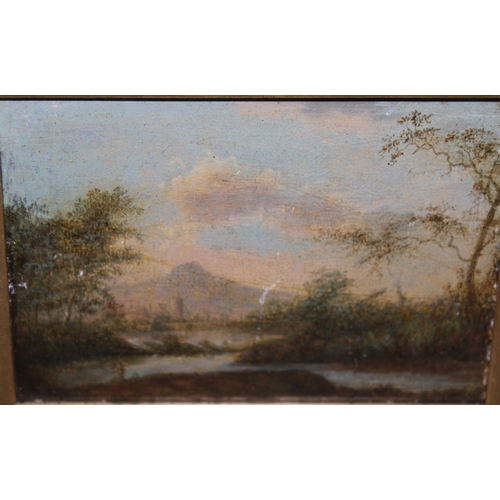 1006 - Small 19th Century oil on panel, Italian coastal view with distant volcano, ornately framed, 8 x 12c... 