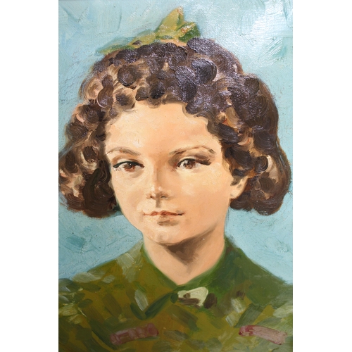 1011 - Oliver Gilmore Brabbins, oil on canvas, portrait of a young girl dated 1948, 47 x 36cm