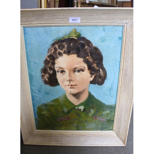 1011 - Oliver Gilmore Brabbins, oil on canvas, portrait of a young girl dated 1948, 47 x 36cm