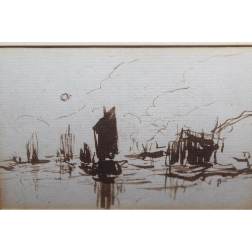 1016 - Small monochrome sketch from an album, bearing label verso for Edward William Cooke, 6 x 9cm