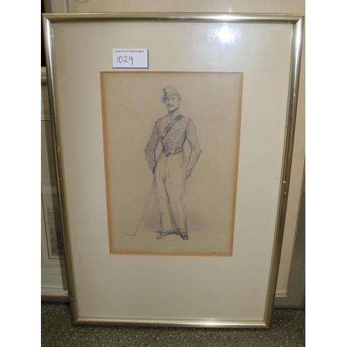 1029 - 18th / 19th Century pencil drawing heightened with white, Napoleonic soldier figure studies, signed ... 