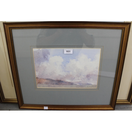 1031 - John Miller, watercolour ' Cloud Streak on a Headland ', 20 x 30cm, gilt framed