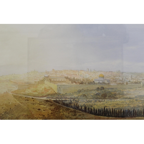 1032 - John Miller, watercolour, ' Jersualem across the Kidron Valley ', signed, dated 1978, 43 x 52cm, fra... 